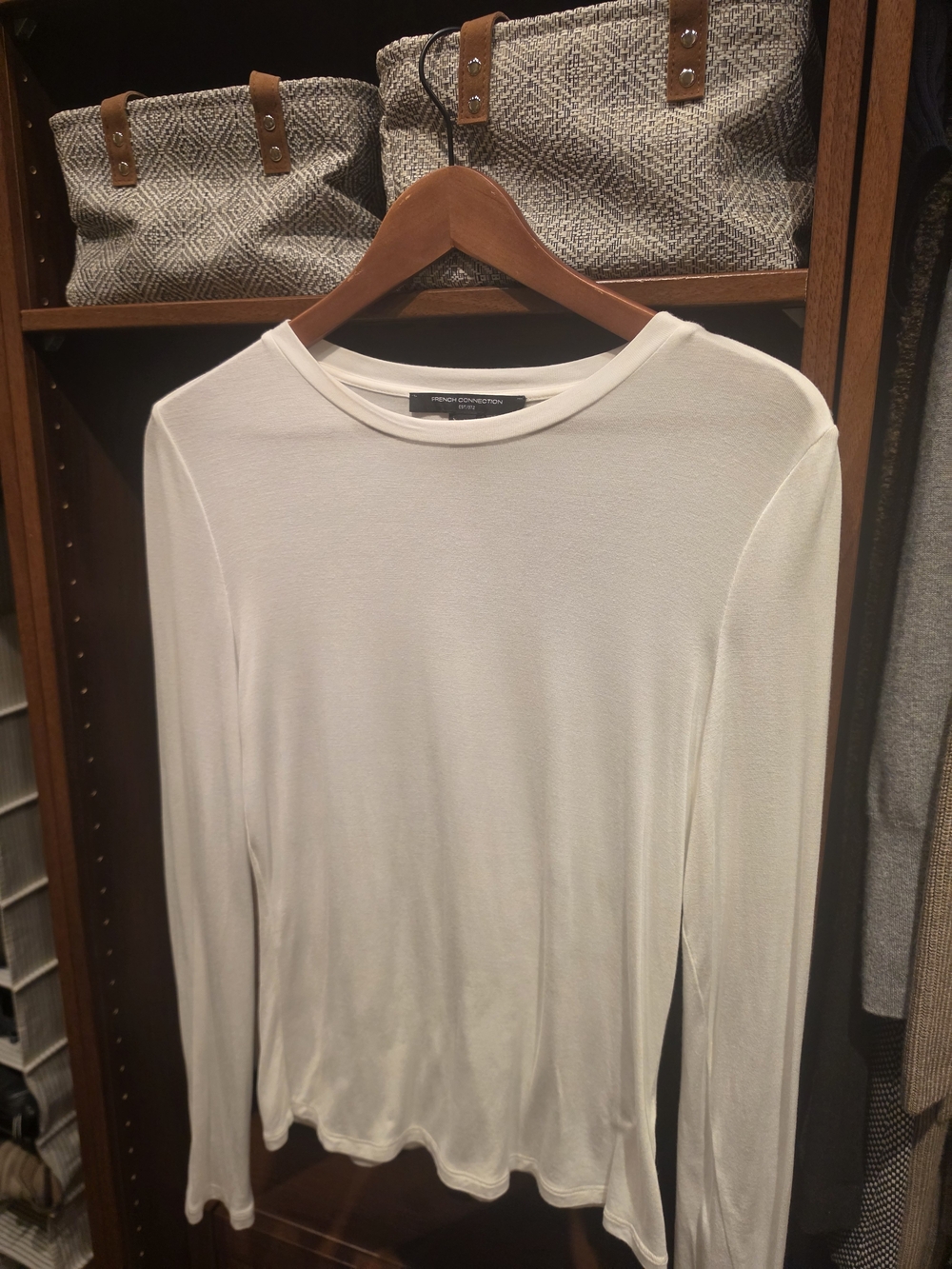 French Connection Cream Crew Neck Long Sleeve Top